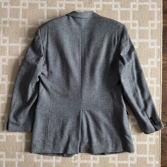 Brooks Brothers Vintage Herringbone Wool Blazer Cocktail Work Black White 44L - Picture 3 of 8